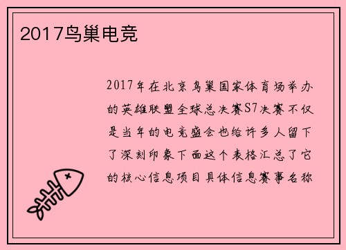 2017鸟巢电竞